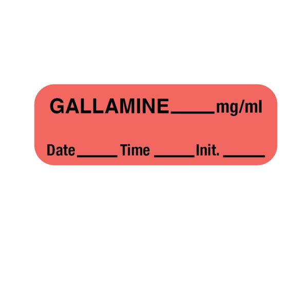 Label, Gallamine 1/2" x 1-1/2" Flr Red w/Black